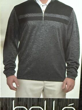 BOLLÉ Men's 1/4-Zip Pullover Sweater, Blue, Medium